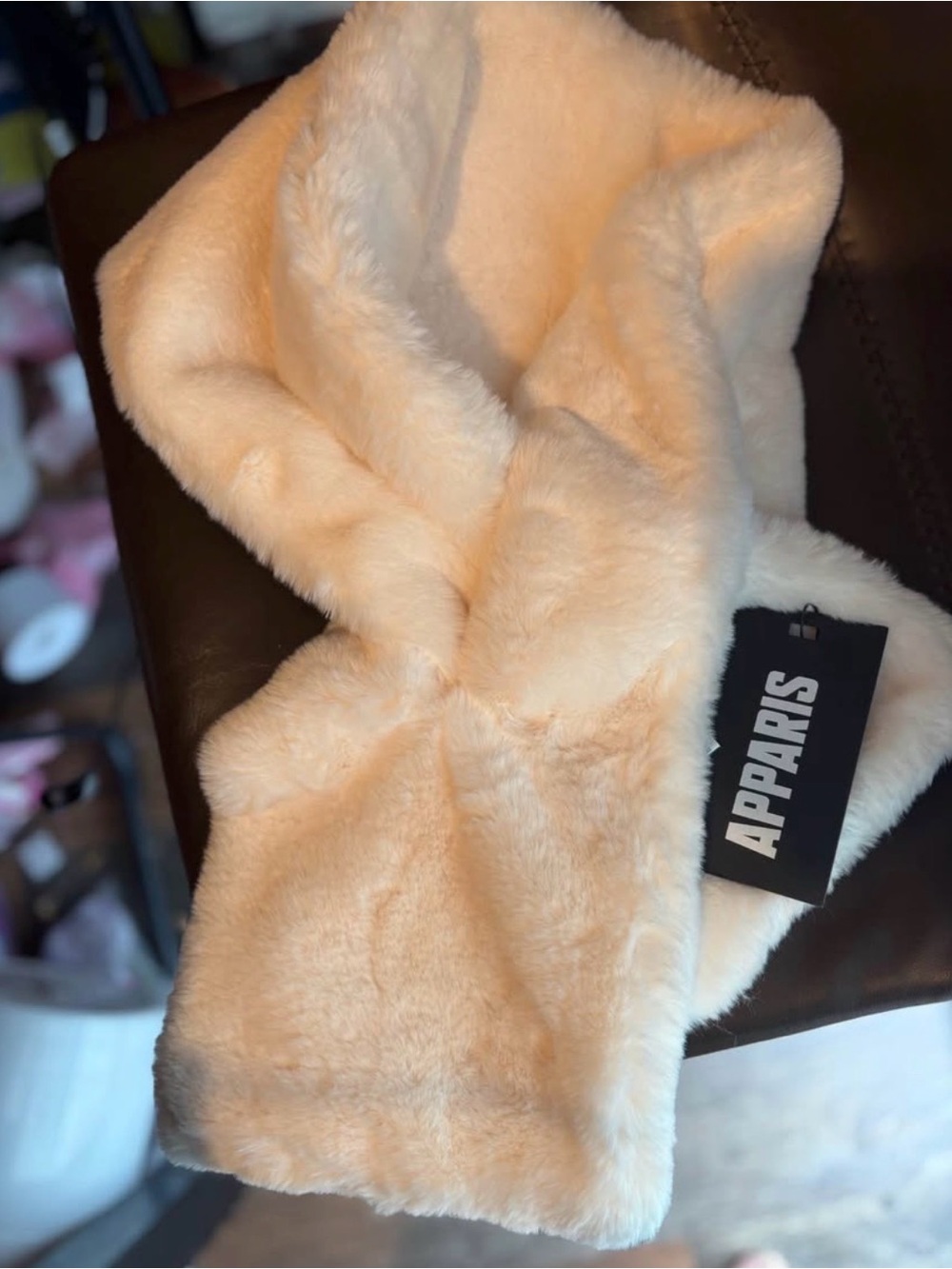 Apparis Cream Faux Fur Scarf - Plush Women's Cape Accessory